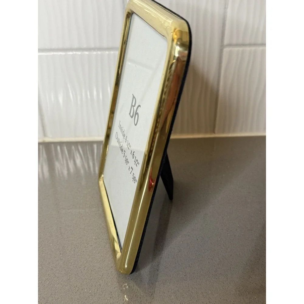 Lot of 3 Vintage MCM Brass Metal Picture Frame Gold Tone 6x8, 5x7 & 4x5 Outside